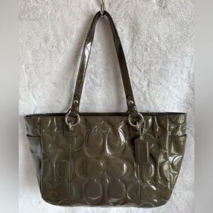 Coach Signature C Embossed Patent Leather Tote